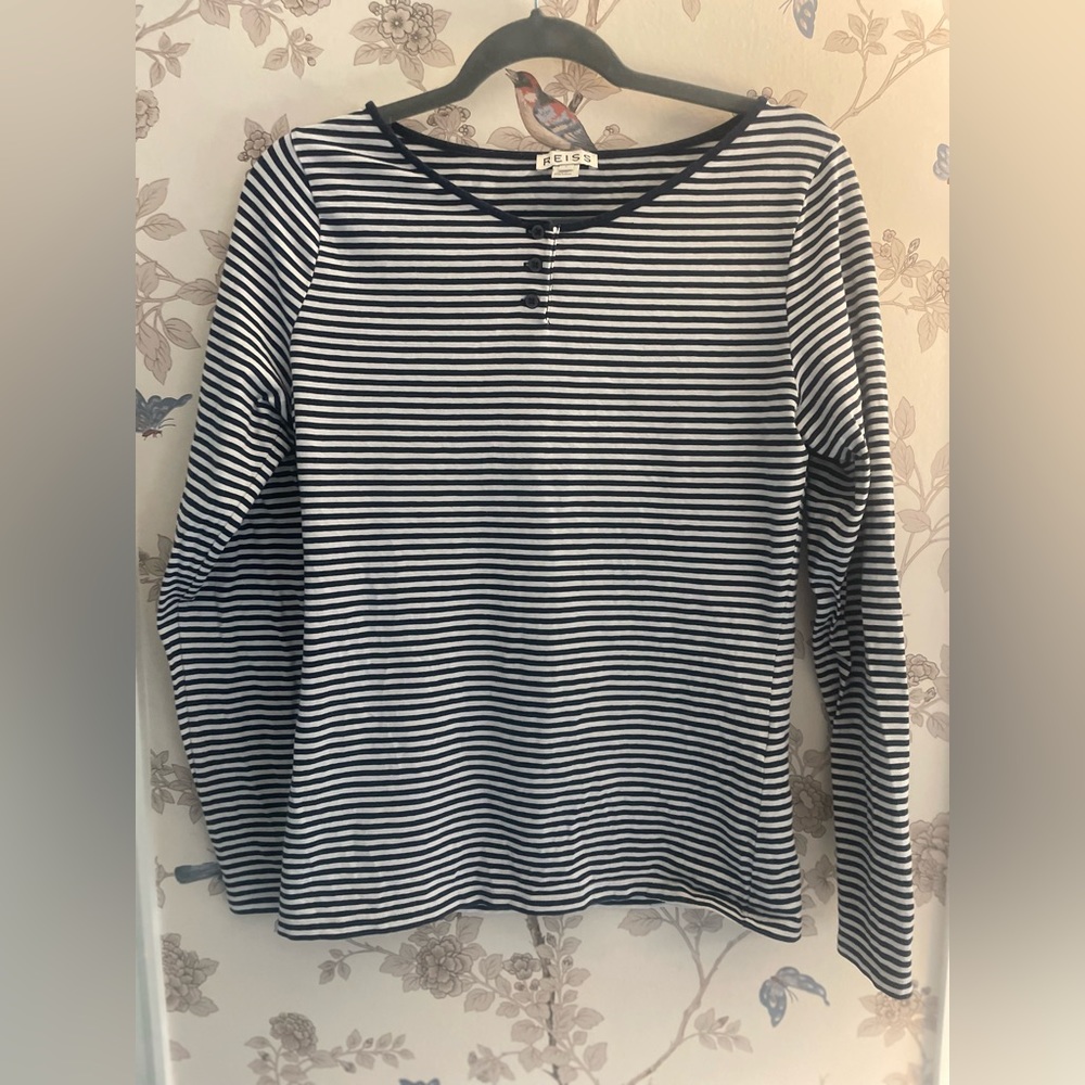 Reiss Long Sleeve Stripe Henley